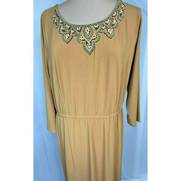Bob Mackie Large Yellow Gold Wearable Art Dress With Beaded Neckline - Picture 2 of 12